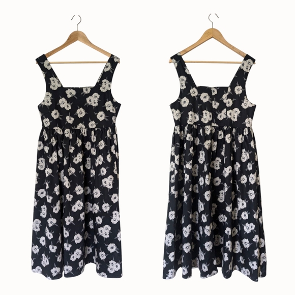 Smash + Tess Dresses & Skirts - Smash + Tess Black Midi Dress with White Floral Print